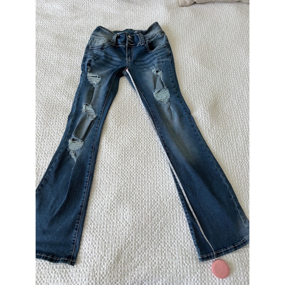 Flamingals Jeans Women Blue Cotton Blend Flare Solid High Rise Multi-Button Fly